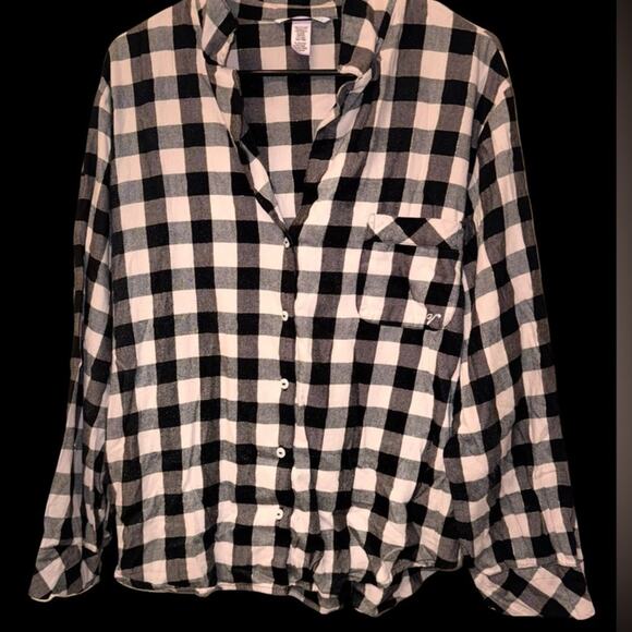 NWOT Victoria’s Secret Peach Black Buffalo Check Flannel Pajama Set W/ Pockets M - Picture 4 of 7